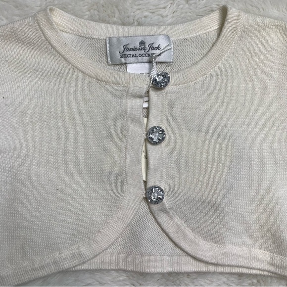 New Janie and Jack Special Occasion Girl's White Cropped Cardigan 18-24 Months - Picture 4 of 10
